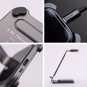 Беспроводное зарядное устройство Forcell F-Energy 3in1 Simply Charge алюминий совместимо с Apple Watch и Samsung Watch серый