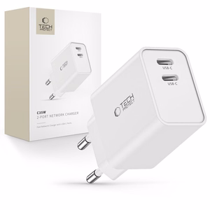 Tech-Protect C35W laadija 2x USB-C PD 35W - valge