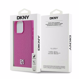 DKNY Leather Monogram Pattern Metal Logo MagSafe Ümbris jaoks iPhone 15 Pro Max - Roosa