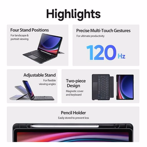 DUX DUCIS case DK foldable with Wireless Keyboard jaoks SAMSUNG Tab S9/S9FE/S10FE must