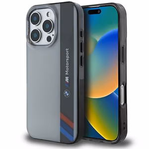 BMW Motosport IML Vertical Stripe iPhone 16 Pro Ümbris - hall