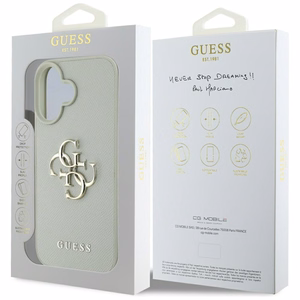 Guess Grained Big 4G Logo Small Classic Logo ümbris jaoks iPhone 16 - roheline