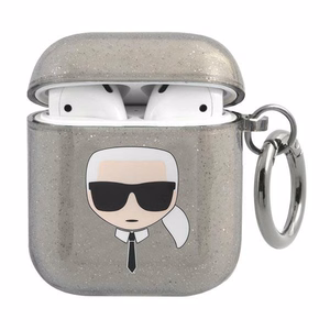 Karl Lagerfeld Glitter Karl's Head ümbris AirPods 1/2 jaoks - must