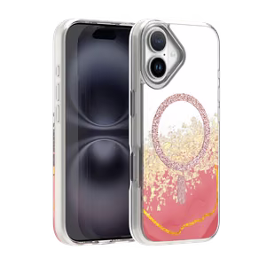 Чехол Epoxy Mag для iPhone 16 6,1" розовый