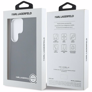 Karl Lagerfeld Saffiano Full Wrapped Elongated Metal Logo MagSafe Ümbris jaoks Samsung Galaxy S25 Ultra - must