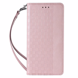 Magnet rihmaga ümbris Samsung Galaxy S22 + (S22 Plus) ümbris rahakott + Mini Lanyard ripats roosa