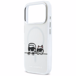 Karl Lagerfeld IML Karl & Choupette Peekaboo Logo MagSafe Ümbris for iPhone 17 Pro Max - valge