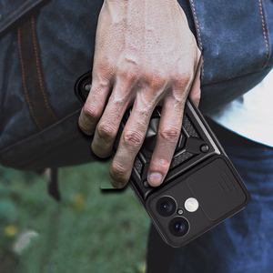 Hybrid Armor Camshield iPhone 16 Plus Armored Ümbris with Camera Cover and Stand - Must