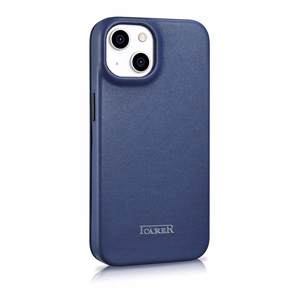 Чехол iCarer CE Premium Leather Folio для iPhone 14 Plus магнитный с откидной крышкой MagSafe синий