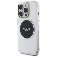Guess IML Metal Colored Circle Classic Logo MagSafe ümbris jaoks iPhone 16 Pro - must