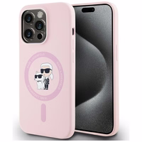 Karl Lagerfeld Silicone Karl&Choupette MagSafe iPhone 14 Pro Ümbris - Roosa