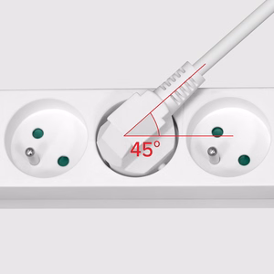 Rebel pikendusjuhe, 5 prantsuse tüüpi pistikupesa, 5 m, lülitita, 3×1,5 mm, valge
