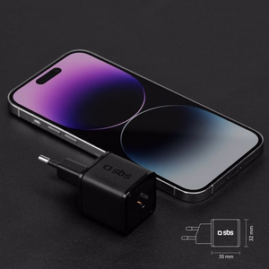 SBS TETRGAN1C20K 20W GaN USB-C Wall Laadija koos Power Delivery - must