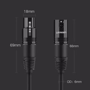 Ugreen AV130 66717 heli XLR (pesa) - XLR (pistik) kaabel mikrofonile / võimendile 2m - must