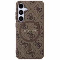 Guess 4G Collection Leather Metal Logo MagSafe Ümbris jaoks Samsung Galaxy S24 - Brown