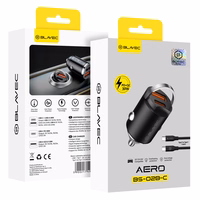 Blavec Autolaadija BS-02B-C Aero - USB + Type C - QC 3.0 18W PD 30W koos Type C to Type C cable (CCBS02BCA-UCB) must
