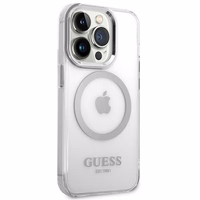 Guess GUHMP14XHTRMS iPhone 14 Pro Max 6.7" hõbedane/hõbedane hard ümbris Metal Outline Magsafe