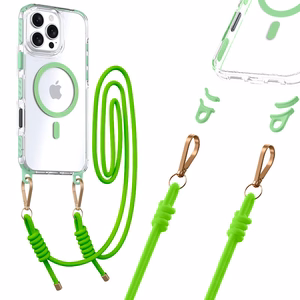 Tel Protect Strap Clear Ümbris jaoks Iphone 16 Pro roheline