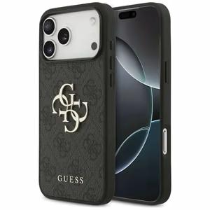 Guess PU 4G Metal Logo ümbris Apple iPhone 18 Pro Max telefonile, hall