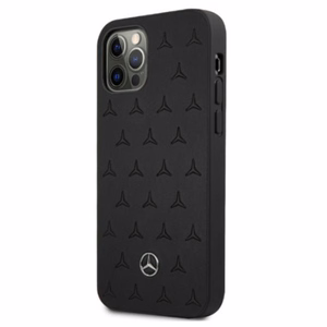 Mercedes nahast tähtede mustriga ümbris iPhone 12 Pro Max'ile - must