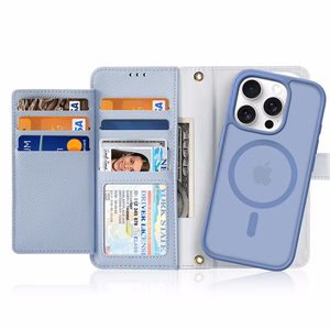 Dux Ducis Lawa iPhone 16 Pro Leather Ümbris with Detachable Magnetic Wallet - Sinine