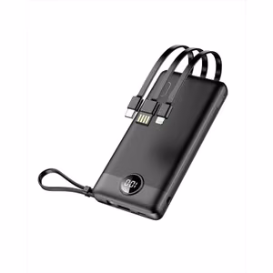 Veger C10 (W1116) 10 000 mAh akupank sisseehitatud Micro-USB-, USB-C- ja Lightning-kaablitega, must
