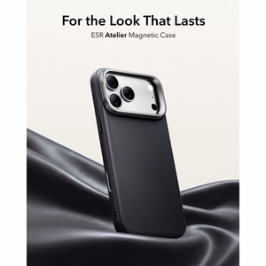 ESR Leather ümbris seadmele iPhone 18 Pro / 17 Pro, toega, MagSafe-ühilduv – must