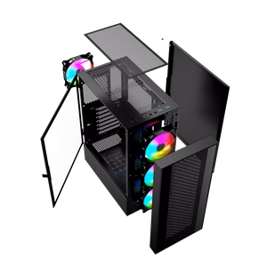 Игровой корпус компьютера Gembird Fornax 4000 ARGB, ATX, Midi Tower, подсветка, чёрный