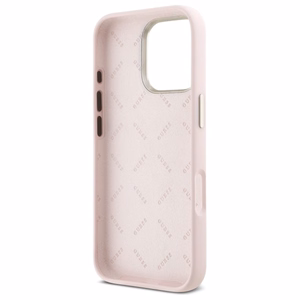 Guess Silicone Script Metal Logo & Frame iPhone 16 Pro Max Ümbris - roosa