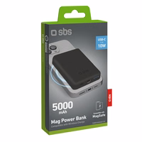 SBS TEBB5000MAG1CK Juhtmeta energiapank 5000 mAh USB-C, MagSafe ühilduv - must