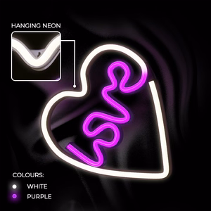 Neon LED Light LOVE HEART lilla valge NNE02 Neolia