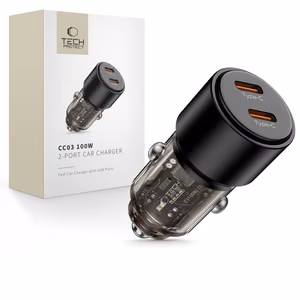 CC03 2-port PD100W car laadija - must