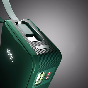 Powerbank SBS 10000 mAh 20W with built-in USB-C cable and digital display - green
