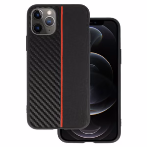 Tel Protect CARBON Ümbris jaoks Iphone 11 Pro Must with punane stripe