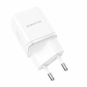 Borofone Wall Laadija BN7 - USB + Type C - QC 3.0 PD 20W valge