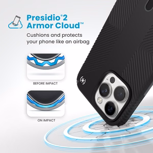Speck Presidio2 Grip ClickLock & MagSafe ümbris seadmele iPhone 16 Pro Max, must / kiltkivihall / valge