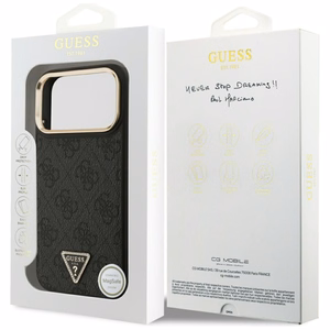 Guess 4G Triangle Logo MagSafe Ümbris jaoks iPhone 17 Pro Max - Must and Kuldne