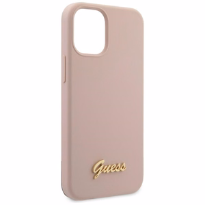 Guess GUHCP12SLSLMGLP iPhone 12 mini 5.4" светло-розовый/светло-розовый жёсткий чехол Silicone Script Gold Logo