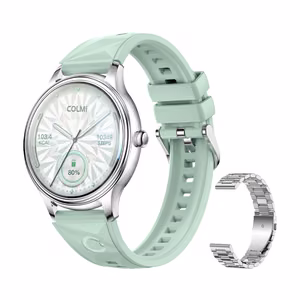 COLMI L28 smart watch (silver-green + silver steel strap)