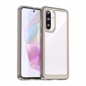 Outer Space Ümbris jaoks Samsung Galaxy A56 Cover with Flexible Frame - Semi-läbipaistev, must