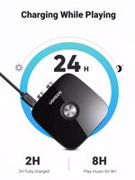 Bluetooth adapter vastuvõtja Ugreen CM123 2xRCA/AUX Bluetooth 5.0 must (30445)