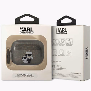 Karl Lagerfeld KLAP2HNKCTGK Airpods Pro 2 чехол чёрный/чёрный Glitter Karl&Choupette