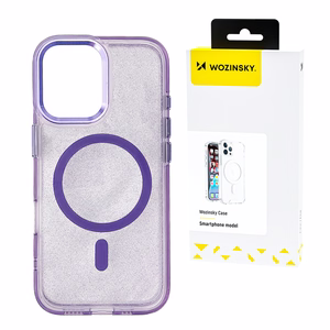 Wozinsky Glitter Ümbris with Mag Safe jaoks Samsung Galaxy S25 - lilla with Glitter