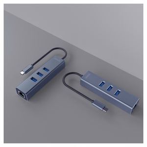 Savio AK-57 USB-C – 3x USB-A jaotur RJ-45 gigabiti Etherneti adapteriga, 5000 Mbit/s, hall