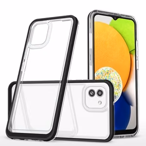 Läbipaistev 3in1 ümbris Samsung Galaxy A03 silikoonist kate koos raamiga must