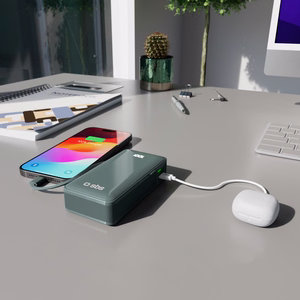 Powerbank SBS 10000 mAh 20W with built-in USB-C cable and digital display - gray