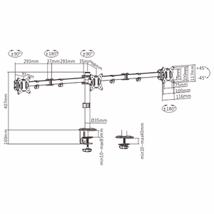 Gembird MA-D3-01 reguleeritav lauahoidik 3 monitorile (pööratav, kallutatav), 17”–27”, kuni 7 kg