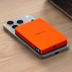 Blavec akupank 10000mAh BJ-05 Ultra Fast 16mm - Type C - Qi2.2 25W + PD 45W magnetiline induktsioon Magsafe 2 in 1 (PBBJ05-QI22MC10O) oranž alumiinium