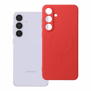 SILICONE MAG COVER Ümbris compatible with MagSafe jaoks SAMSUNG S25 FE punane