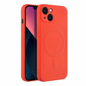 Чехол для iPhone 13 силиконовый Mag Cover совместимый с MagSafe красный